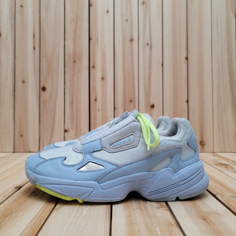 Adidas Women's Falcon Zip Glow Blue Volt Sneakers Size 8.5 Zip Up Shoes EF1969